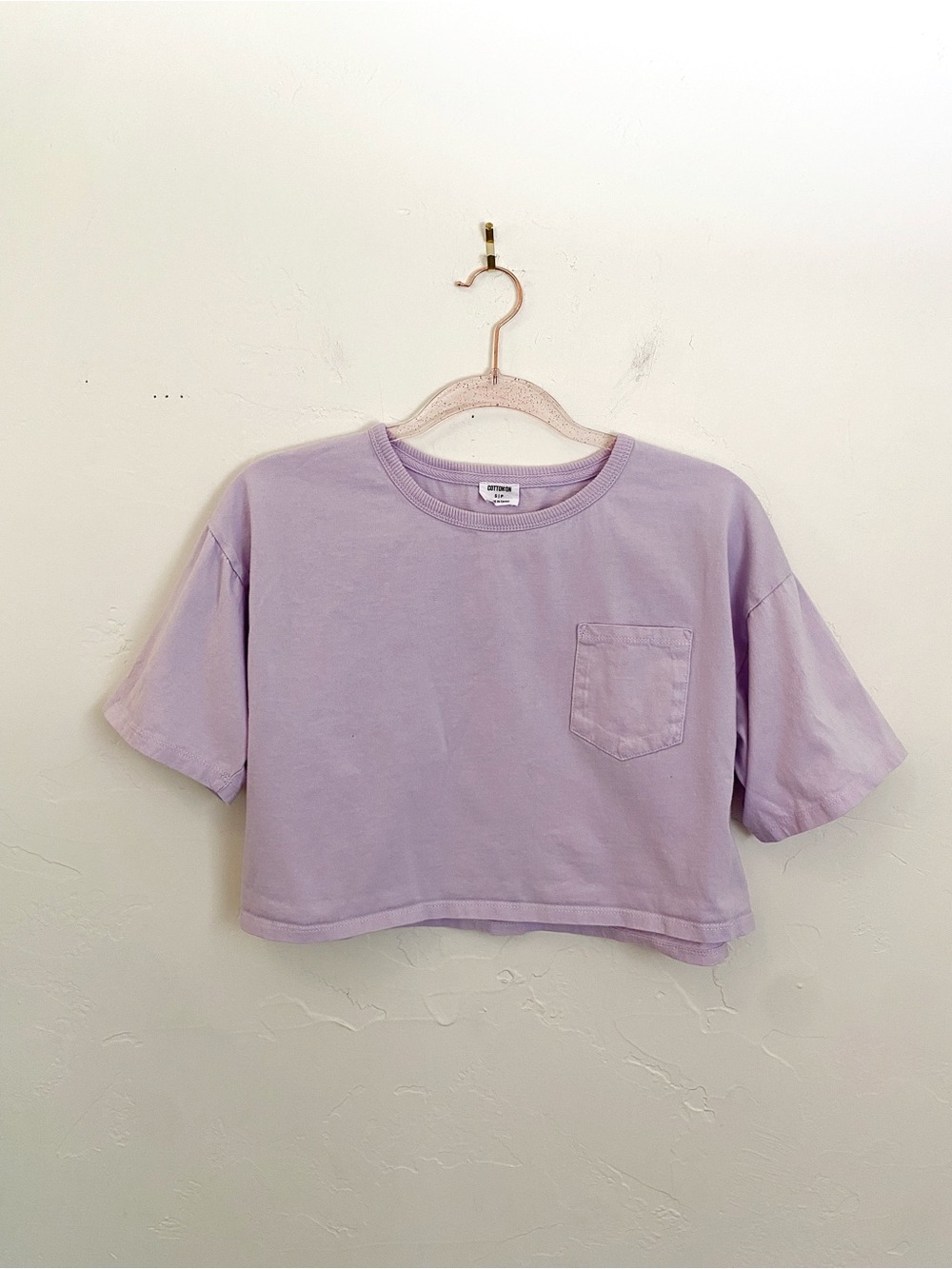 Lilac Cotton On Small Women's Jersey T-Shirt Pocket Crop Tee Beachy Summer